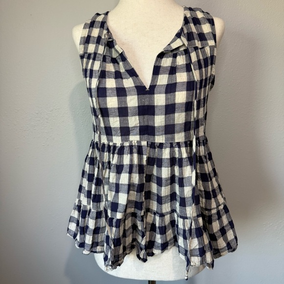 11 1 Tylho Tops - Navy and White Checkered Sleeveless Top